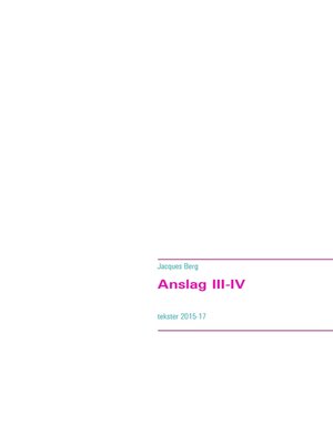 cover image of Anslag III-IV